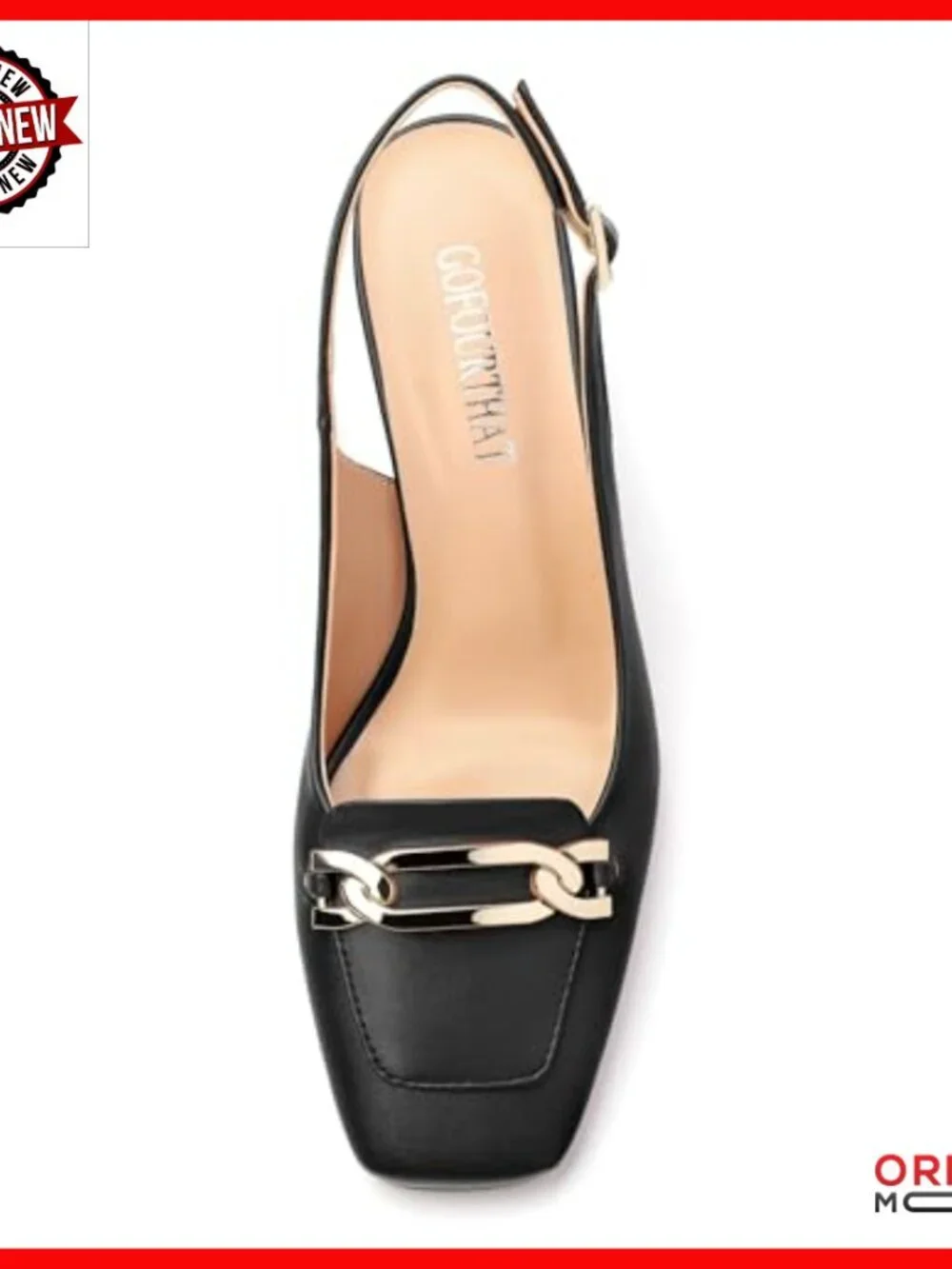 Women's Chunky Block Heel Pumps Slingback Square Toe Strappy Patent Leather